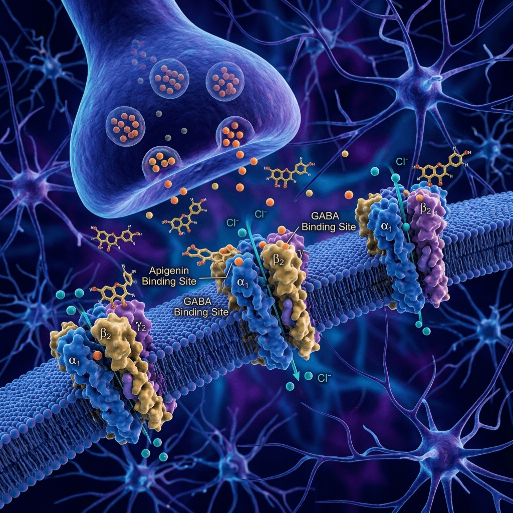 Apigenin for Sleep: The GABA-A Receptor Pathway and Cortisol Regulation